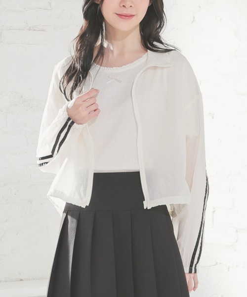 ローヘン　シアーブルゾン 　ホワイト セール】ライン入りシアーブルゾン（ブルゾン）｜Honeys（ハニーズ）の