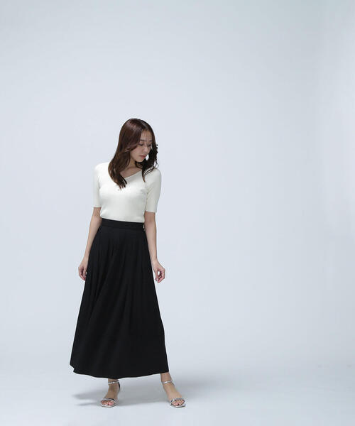 NATURAL BEAUTY BASIC（ナチュラルビューティーベーシック）の「◇タックプリーツフレアスカート（スカート・レディース・ブラック/ライトグリーン/オフホワイト・MEDIUM/P/S）」の7枚目の写真