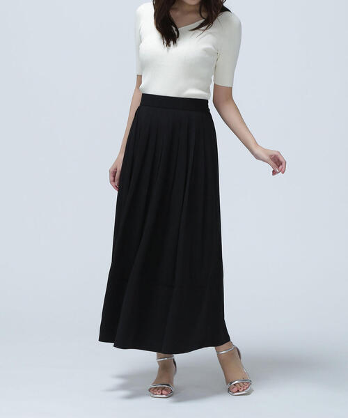 NATURAL BEAUTY BASIC（ナチュラルビューティーベーシック）の「◇タックプリーツフレアスカート（スカート・レディース・ブラック/ライトグリーン/オフホワイト・MEDIUM/P/S）」の9枚目の写真