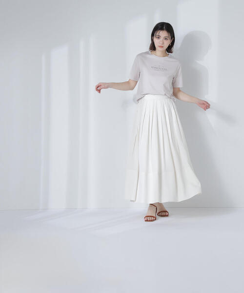 NATURAL BEAUTY BASIC（ナチュラルビューティーベーシック）の「◇タックプリーツフレアスカート（スカート・レディース・ブラック/ライトグリーン/オフホワイト・MEDIUM/P/S）」の2枚目の写真