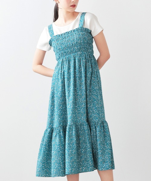 Honeys（ハニーズ）の「シャーリングワンピース（ワンピース・レディース・ブラック/ブラック系その他/ホワイト系その他/グリーン系その他/ブラウン系その他/ネイビー系・3L/L/LL/M/S）」の5枚目の写真