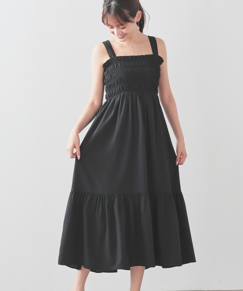 Honeys（ハニーズ）の「シャーリングワンピース（ワンピース・レディース・ブラック/ブラック系その他/ホワイト系その他/グリーン系その他/ブラウン系その他/ネイビー系・3L/L/LL/M/S）」の8枚目の写真