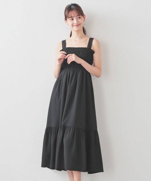 Honeys（ハニーズ）の「シャーリングワンピース（ワンピース・レディース・ブラック/ブラック系その他/ホワイト系その他/グリーン系その他/ブラウン系その他/ネイビー系・3L/L/LL/M/S）」の9枚目の写真