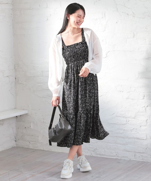 Honeys（ハニーズ）の「シャーリングワンピース（ワンピース・レディース・ブラック/ブラック系その他/ホワイト系その他/グリーン系その他/ブラウン系その他/ネイビー系・3L/L/LL/M/S）」の10枚目の写真