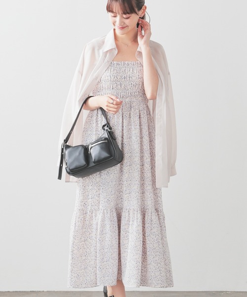 Honeys（ハニーズ）の「シャーリングワンピース（ワンピース・レディース・ブラック/ブラック系その他/ホワイト系その他/グリーン系その他/ブラウン系その他/ネイビー系・3L/L/LL/M/S）」の15枚目の写真