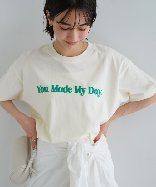 andme（アンドミー）の「立体ロゴプリント半袖Tシャツ（Tシャツ/カットソー・レディース・ネイビー/キナリ/ホワイト×レッド/ホワイト×グレー・S/M）」の4枚目の写真