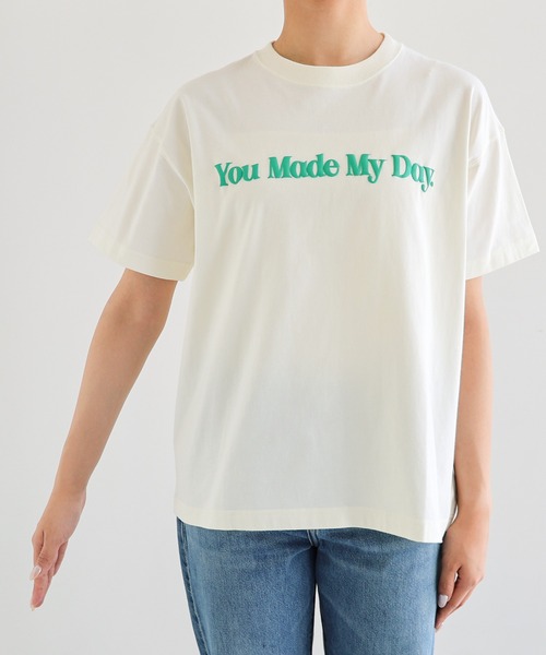 andme（アンドミー）の「立体ロゴプリント半袖Tシャツ（Tシャツ/カットソー・レディース・ネイビー/キナリ/ホワイト×レッド/ホワイト×グレー・S/M）」の7枚目の写真