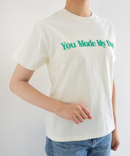 andme（アンドミー）の「立体ロゴプリント半袖Tシャツ（Tシャツ/カットソー・レディース・ネイビー/キナリ/ホワイト×レッド/ホワイト×グレー・S/M）」の10枚目の写真