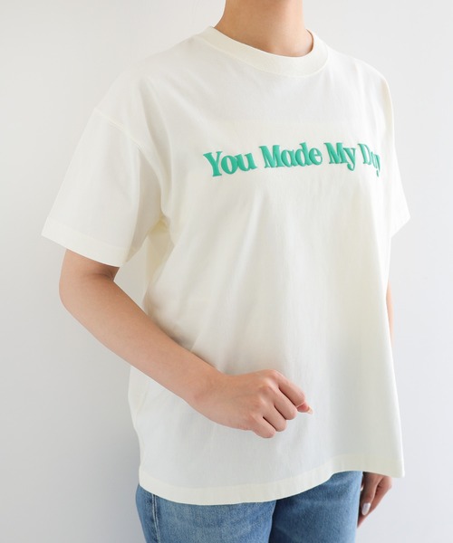 andme（アンドミー）の「立体ロゴプリント半袖Tシャツ（Tシャツ/カットソー・レディース・ネイビー/キナリ/ホワイト×レッド/ホワイト×グレー・S/M）」の11枚目の写真