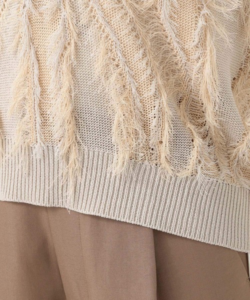 BAYFLOW（ベイフロー）の「フリンジVネックニットベスト（ベスト・レディース・グリーン/グレイッシュベージュ/チャコール・FREE）」の19枚目の写真