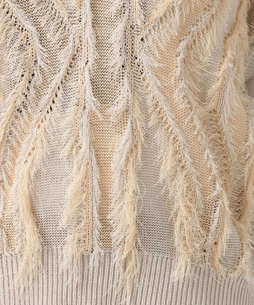 BAYFLOW（ベイフロー）の「フリンジVネックニットベスト（ベスト・レディース・グリーン/グレイッシュベージュ/チャコール・FREE）」の21枚目の写真