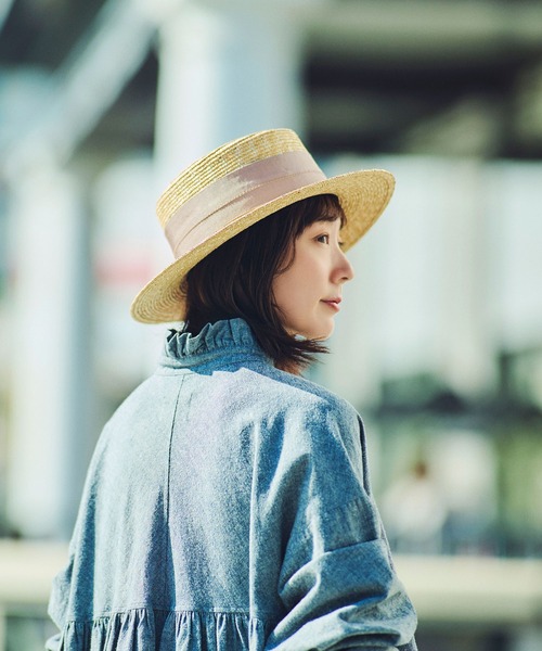 田中帽子店（タナカボウシテン）の「日本製 ポークパイ型 つば広カンカン帽 アルマ Alma（ハット・レディース・ベージュ系その他2/ベージュ系その他3/ベージュ/ベージュ系その他・FREE）」の7枚目の写真