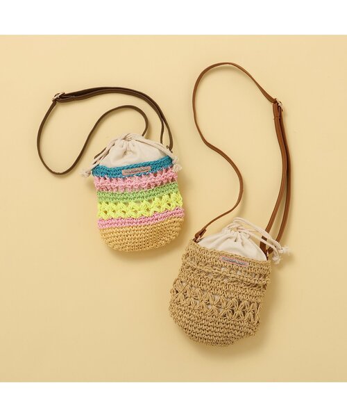BREEZE（ブリーズ）の「カゴポシェット（かごバッグ・キッズ・レインボー/ベージュ・FREE）」の4枚目の写真