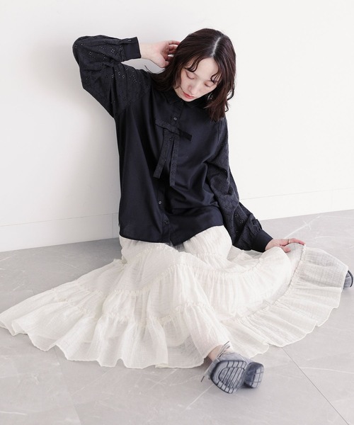 somari imagination（ソマリ イマジネーション）の「『コットンレースリボン付きブラウス』（シャツ/ブラウス・レディース・オフホワイト/ブラック・1/2）」の15枚目の写真