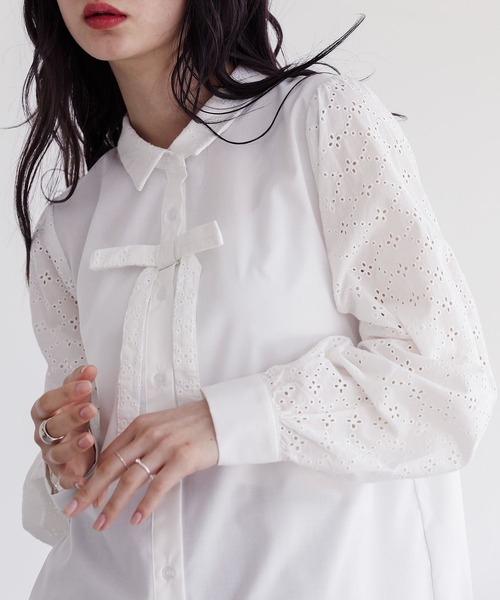somari imagination（ソマリ イマジネーション）の「『コットンレースリボン付きブラウス』（シャツ/ブラウス・レディース・オフホワイト/ブラック・1/2）」の19枚目の写真