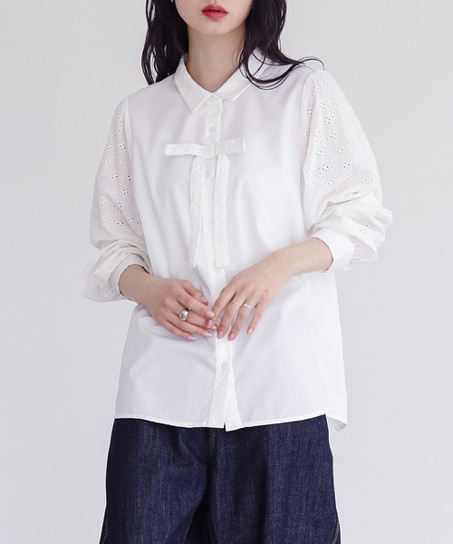 somari imagination（ソマリ イマジネーション）の「『コットンレースリボン付きブラウス』（シャツ/ブラウス・レディース・オフホワイト/ブラック・1/2）」の20枚目の写真