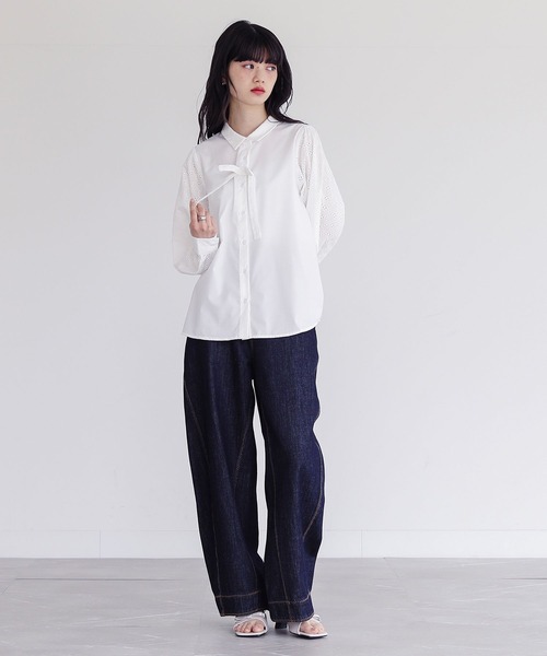 somari imagination（ソマリ イマジネーション）の「『コットンレースリボン付きブラウス』（シャツ/ブラウス・レディース・オフホワイト/ブラック・1/2）」の21枚目の写真