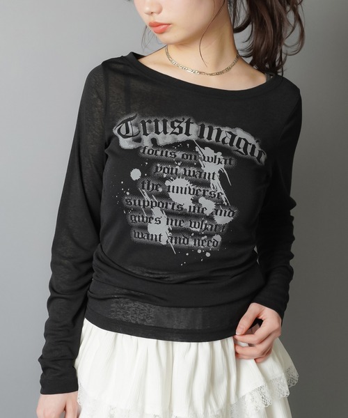 SPINNS(スピンズ)の「程よい透け感*スラブシアー長袖カットソー/OLD(Tシャツ/カットソー・レディース・グレー/オフホワイト/ブラック・ONESIZE)」の8枚目の写真