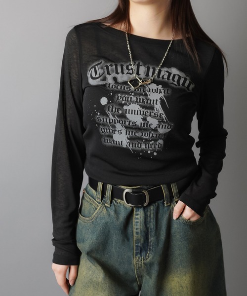 SPINNS(スピンズ)の「程よい透け感*スラブシアー長袖カットソー/OLD(Tシャツ/カットソー・レディース・グレー/オフホワイト/ブラック・ONESIZE)」の16枚目の写真