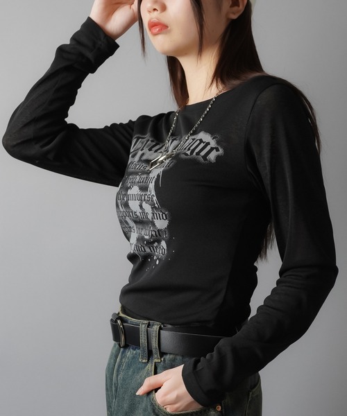 SPINNS(スピンズ)の「程よい透け感*スラブシアー長袖カットソー/OLD(Tシャツ/カットソー・レディース・グレー/オフホワイト/ブラック・ONESIZE)」の14枚目の写真