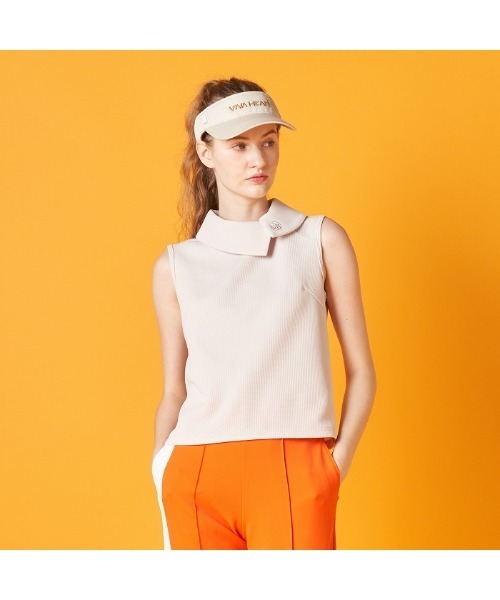 セール】【VIVA HEART/GOLF】ワッフルロールカラーノースリーブ
