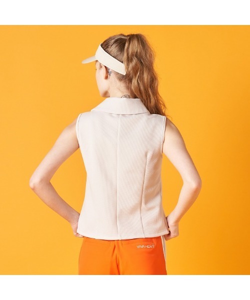 VIVA HEART（ビバハート）ワッフルロールカラーノースリーブ セール】【VIVA HEART/GOLF】ワッフルロールカラーノースリーブ