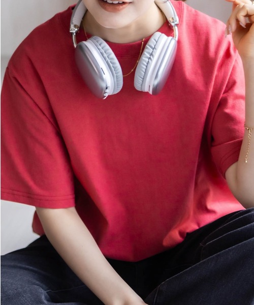 NAVY(ネイビー)の「【 綿100% 】nAvy ベーシックルーズTシャツ(Tシャツ/カットソー・レディース・オフホワイト/ネイビー系/レッド/アクア/ホワイト×ネイビー/チャコール・M/L)」の6枚目の写真