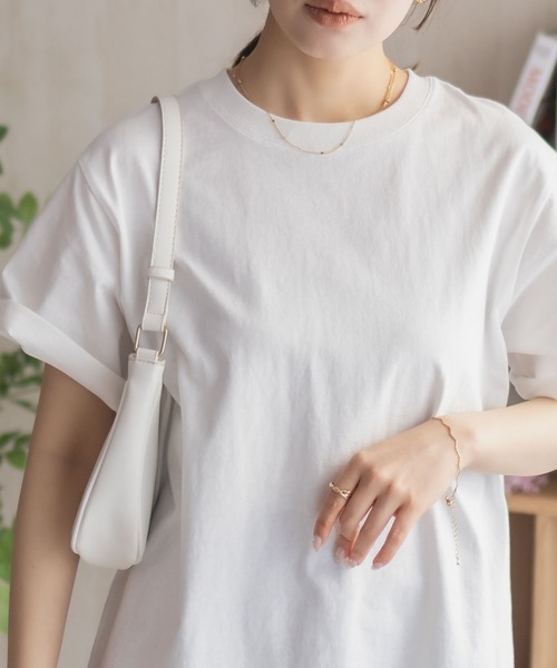 NAVY(ネイビー)の「【 綿100% 】nAvy ベーシックルーズTシャツ(Tシャツ/カットソー・レディース・オフホワイト/ネイビー系/レッド/アクア/ホワイト×ネイビー/チャコール・M/L)」の9枚目の写真