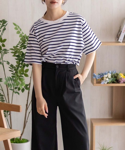 NAVY(ネイビー)の「【 綿100% 】nAvy ベーシックルーズTシャツ(Tシャツ/カットソー・レディース・オフホワイト/ネイビー系/レッド/アクア/ホワイト×ネイビー/チャコール・M/L)」の11枚目の写真