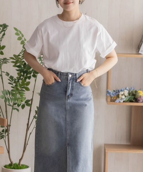NAVY(ネイビー)の「【 綿100% 】nAvy ベーシックルーズTシャツ(Tシャツ/カットソー・レディース・オフホワイト/ネイビー系/レッド/アクア/ホワイト×ネイビー/チャコール・M/L)」の8枚目の写真