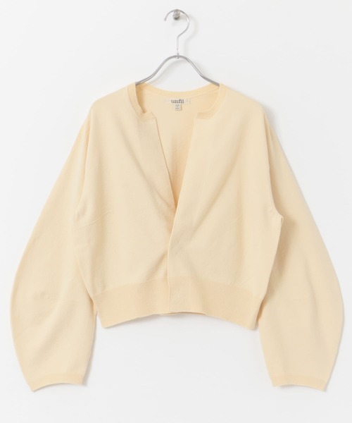 UNFIL（アンフィル）の「unfil　crew-neck cardigan（カーディガン/ボレロ・レディース・アイボリー/ライトグレー・1）」の3枚目の写真