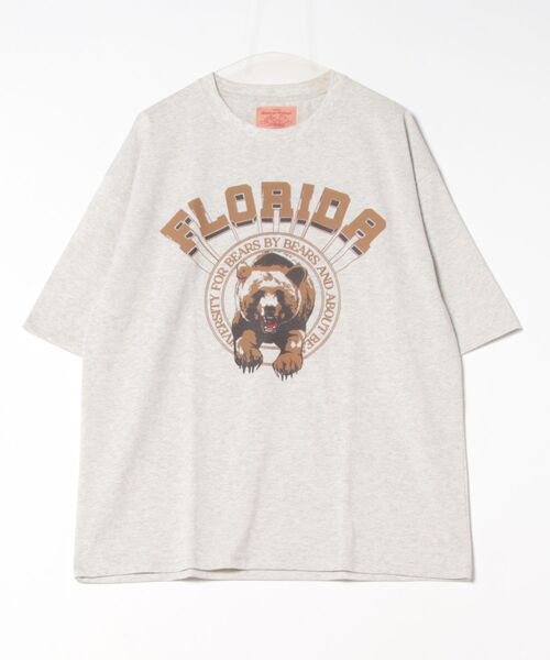CORISCO(コリスコ)の「アニマルカレッジ柄Tシャツ(M1)(Tシャツ/カットソー・メンズ・オートミール/ホワイト/ブラック・MEDIUM/X-LARGE/LARGE)」の3枚目の写真