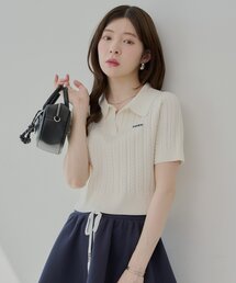 Chico | ケーブルポロ半袖ニット(ニット/セーター)