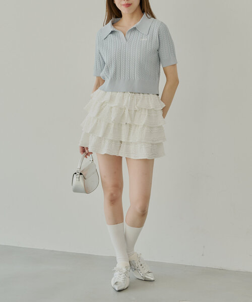 Chico（チコ）の「ケーブルポロ半袖ニット（ニット/セーター・レディース・ブルー/ネイビー/ピンク/ホワイト・FREE）」の18枚目の写真