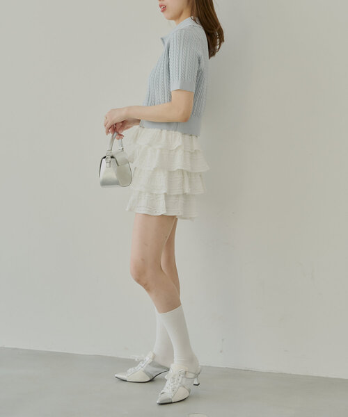 Chico（チコ）の「ケーブルポロ半袖ニット（ニット/セーター・レディース・ブルー/ネイビー/ピンク/ホワイト・FREE）」の17枚目の写真