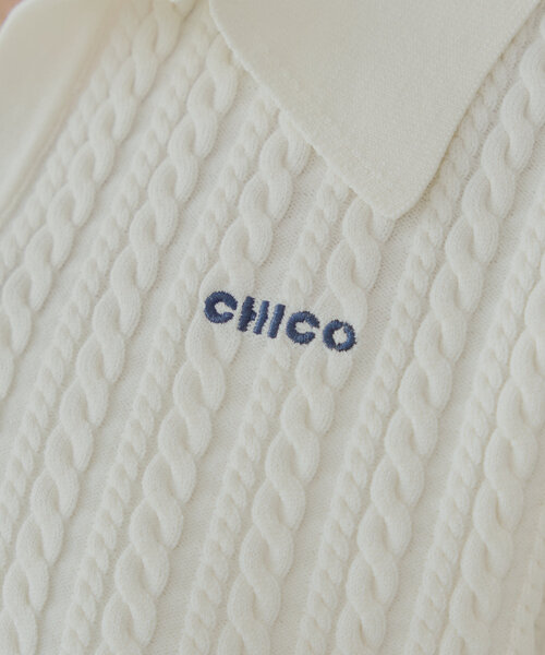 Chico（チコ）の「ケーブルポロ半袖ニット（ニット/セーター・レディース・ブルー/ネイビー/ピンク/ホワイト・FREE）」の12枚目の写真