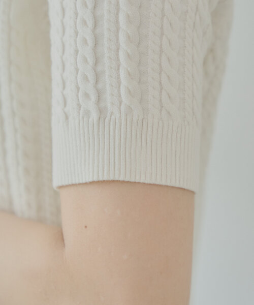 Chico（チコ）の「ケーブルポロ半袖ニット（ニット/セーター・レディース・ブルー/ネイビー/ピンク/ホワイト・FREE）」の11枚目の写真