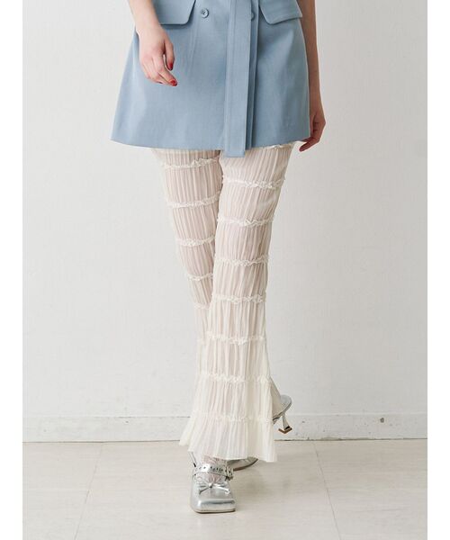 jouetie（ジュエティ）の「シアーギャザーフレアパンツ（その他パンツ・レディース・ブラック/ピンク/オフホワイト・MEDIUM）」の2枚目の写真