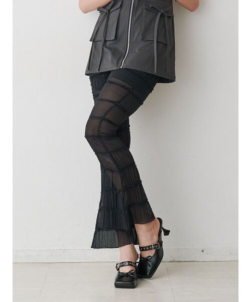 jouetie（ジュエティ）の「シアーギャザーフレアパンツ（その他パンツ・レディース・ブラック/ピンク/オフホワイト・MEDIUM）」の3枚目の写真