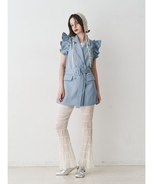 jouetie（ジュエティ）の「シアーギャザーフレアパンツ（その他パンツ・レディース・ブラック/ピンク/オフホワイト・MEDIUM）」の4枚目の写真