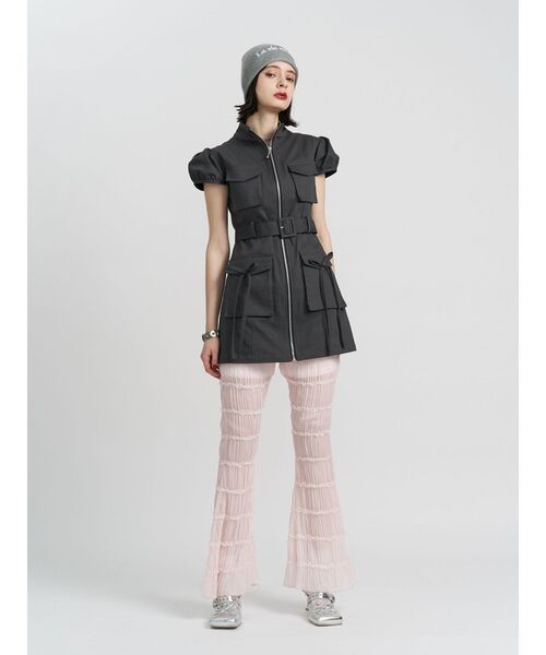 jouetie（ジュエティ）の「シアーギャザーフレアパンツ（その他パンツ・レディース・ブラック/ピンク/オフホワイト・MEDIUM）」の12枚目の写真