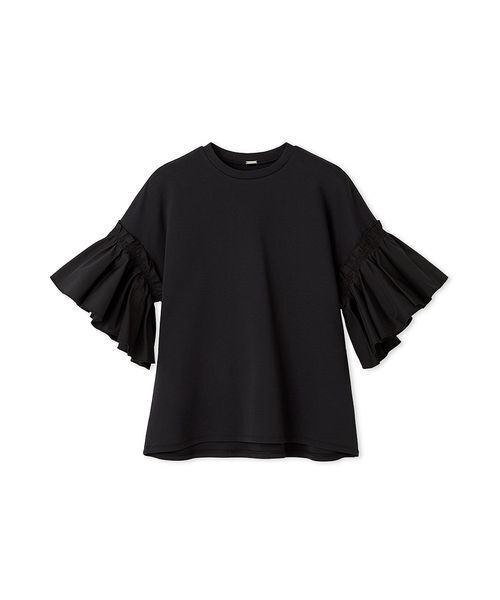 Mila Owen(ミラオーウェン)の「スリーブデザインカットドッキングトップス(Tシャツ/カットソー・レディース・ホワイト/ブラック/ライトブルー・1/0)」の2枚目の写真