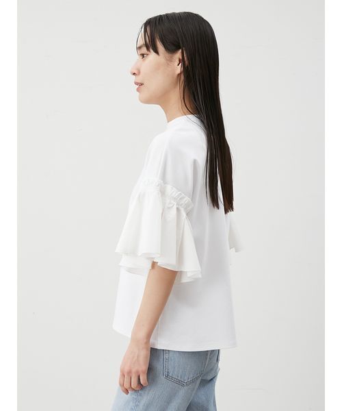 Mila Owen(ミラオーウェン)の「スリーブデザインカットドッキングトップス(Tシャツ/カットソー・レディース・ホワイト/ブラック/ライトブルー・1/0)」の5枚目の写真