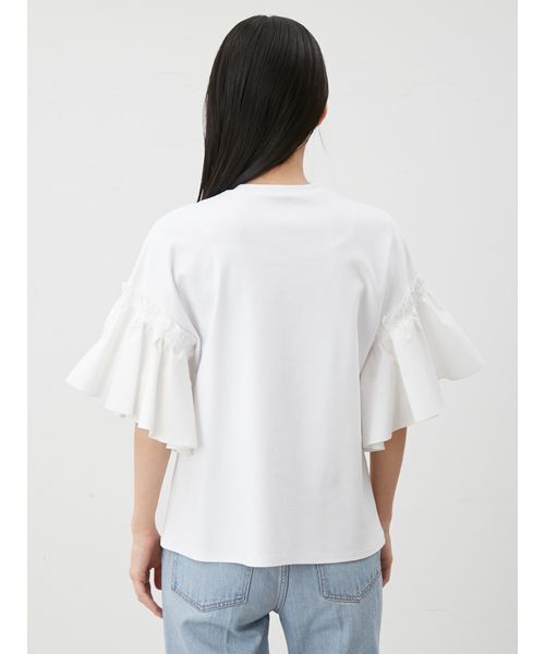 Mila Owen(ミラオーウェン)の「スリーブデザインカットドッキングトップス(Tシャツ/カットソー・レディース・ホワイト/ブラック/ライトブルー・1/0)」の6枚目の写真