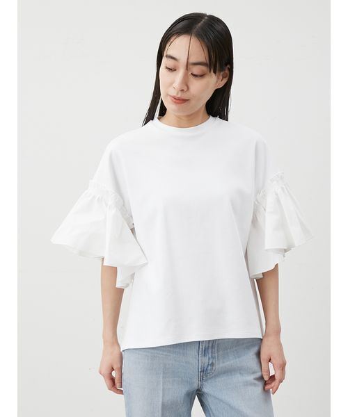 Mila Owen(ミラオーウェン)の「スリーブデザインカットドッキングトップス(Tシャツ/カットソー・レディース・ホワイト/ブラック/ライトブルー・1/0)」の13枚目の写真