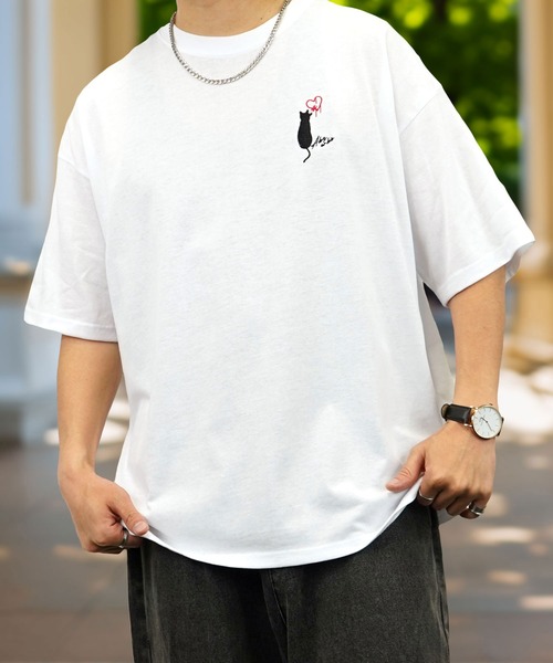 Burner（バーナー）の「【GROOVY STORE】WIDE Crew Neck T-Shirt ワンポイントロゴ刺繍（Tシャツ/カットソー・メンズ・スミクロ/ネイビー/ホワイト/サーモンピンク/ブラック/ブラック系その他2/グレイッシュベージュ/ホワイト系その他2/ダークグリーン/ブルー/イエロー/ミント/ホワイト系その他3/ホワイト系その他4/ダークグリーン系2/キナリ/グレイッシュブルー/ブラック系その他3/ブラック系/ホワイト系4/ブラック系その他4/ブラック系1/ブラック系3/ホワイト系/ホワイト系1/ホワイト系2/ブラック系5/ブラック系6/ブラック系7/ブラック系8/ブラック系9/ホワイト系3/ホワイト系5/ブラック系その他5/ブラック系2/ブラック系4・M/L/LL）」の9枚目の写真
