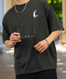 【GROOVY STORE】WIDE Crew Neck T-Shirt ワンポイントロゴ刺繍
