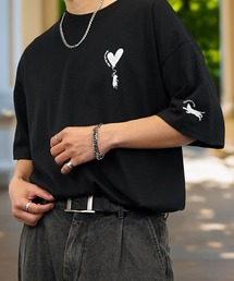 【GROOVY STORE】WIDE Crew Neck T-Shirt ワンポイントロゴ刺繍