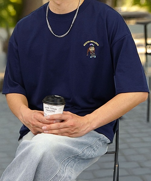 Burner(バーナー)の「【GROOVY STORE】アニマル 刺繍ワイドTシャツ 吸水速乾 UVカット(Tシャツ/カットソー・メンズ・スミクロ/ネイビー/ホワイト/サーモンピンク/ブラック/ブラック系その他2/グレイッシュベージュ/ホワイト系その他2/ダークグリーン/ブルー/イエロー/ミント/ホワイト系その他3/ホワイト系その他4/ダークグリーン系2/キナリ/グレイッシュブルー/ブラック系その他3・M/L/LL)」の15枚目の写真