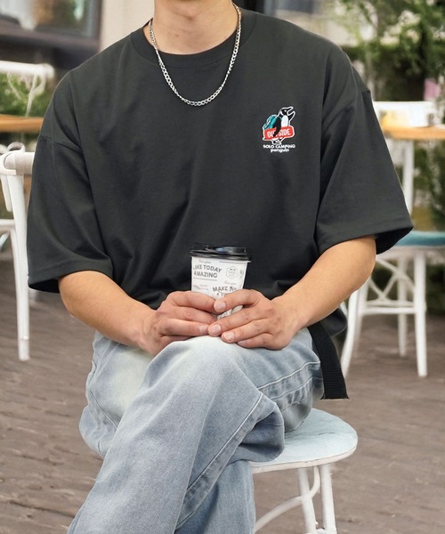 Burner(バーナー)の「【GROOVY STORE】アニマル 刺繍ワイドTシャツ 吸水速乾 UVカット(Tシャツ/カットソー・メンズ・スミクロ/ネイビー/ホワイト/サーモンピンク/ブラック/ブラック系その他2/グレイッシュベージュ/ホワイト系その他2/ダークグリーン/ブルー/イエロー/ミント/ホワイト系その他3/ホワイト系その他4/ダークグリーン系2/キナリ/グレイッシュブルー/ブラック系その他3・M/L/LL)」の8枚目の写真